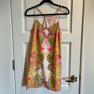 Lilly Pulitzer size small, 100% silk, pink patterned, mini dress